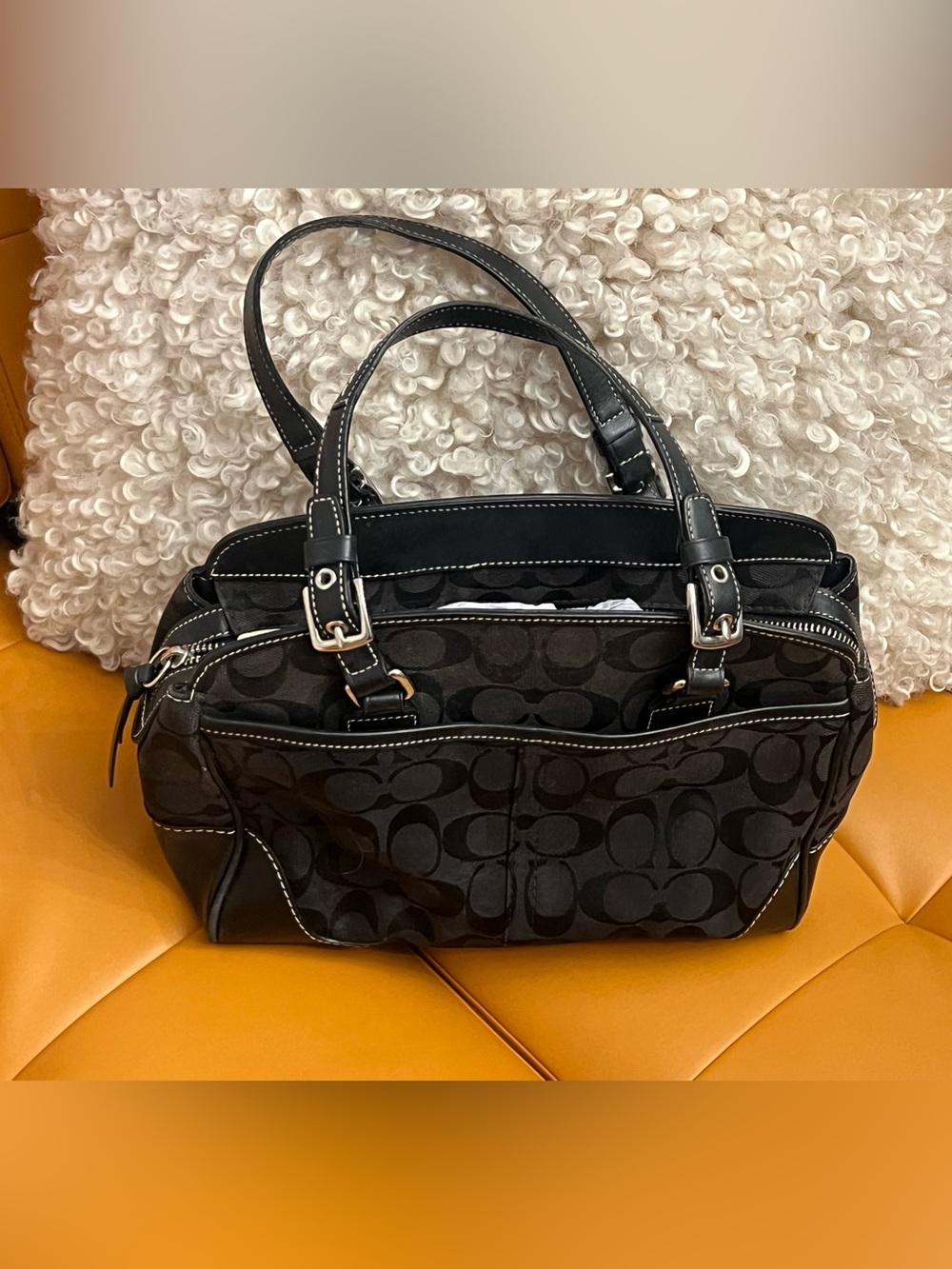 Coach Black Signature Canvas Shoulder Satchel